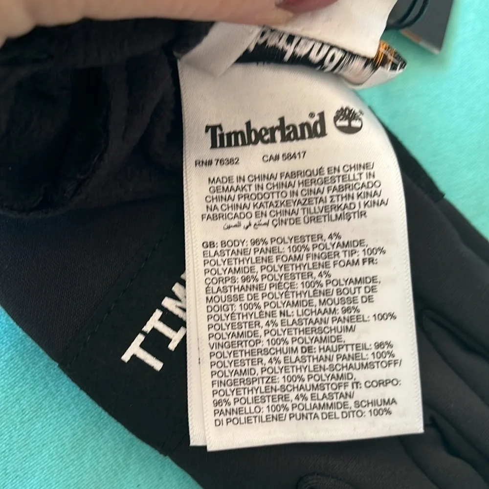 Brand New Timberland Black Touchscreen Gloves White Logo Running Winter
